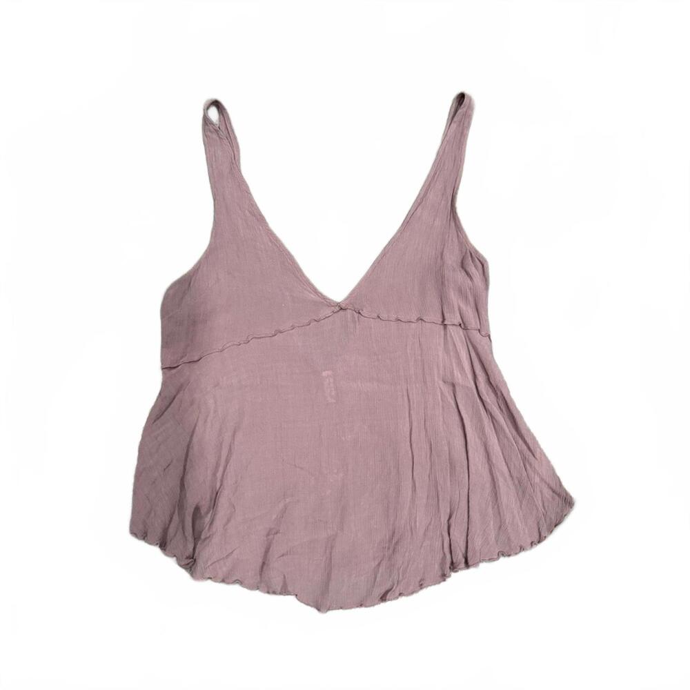 {SOLD} Free People Intimately Mauve Sheer Flowy V-Neck Low Tank Top- Size Medium - Picture 1 of 8